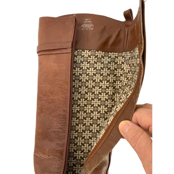 Tory Burch Leather Riding Boots Size 8.5M Brown Equestrian Brazil Zip GUC 7930 - Picture 3 of 13